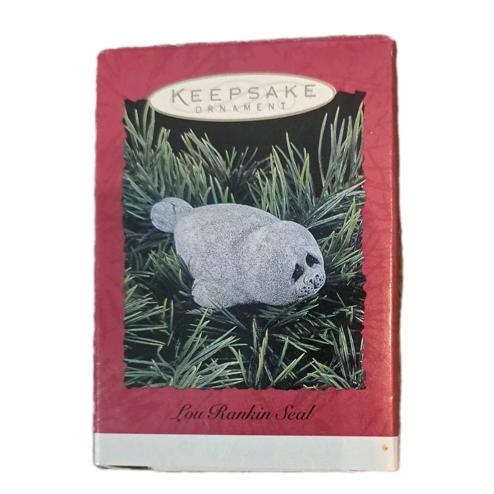 1992‎ Hallmark Keepsake Ornament Lou Rankin Baby Pup Seal Clip Box Christmas
